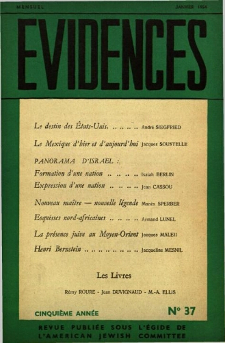 Evidences. N° 37 (Janvier 1954)